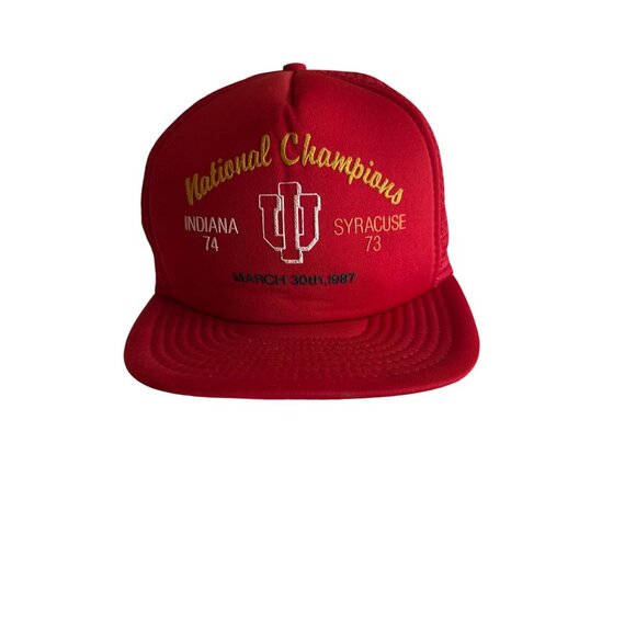 Indiana Hoosiers 1987 National Champions Red Mesh Snapback Hat Vintage 80s Sport - Picture 1 of 6